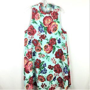 Everly A-line, mock neck floral print dress